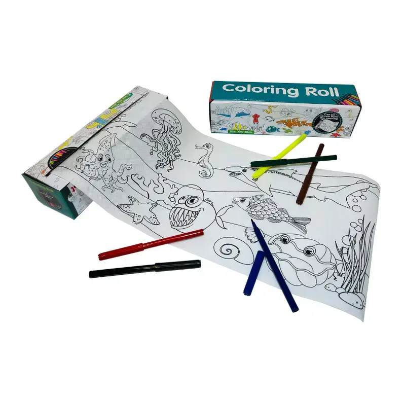Coloring Roll Space Adventures Small With 6pcs Markers