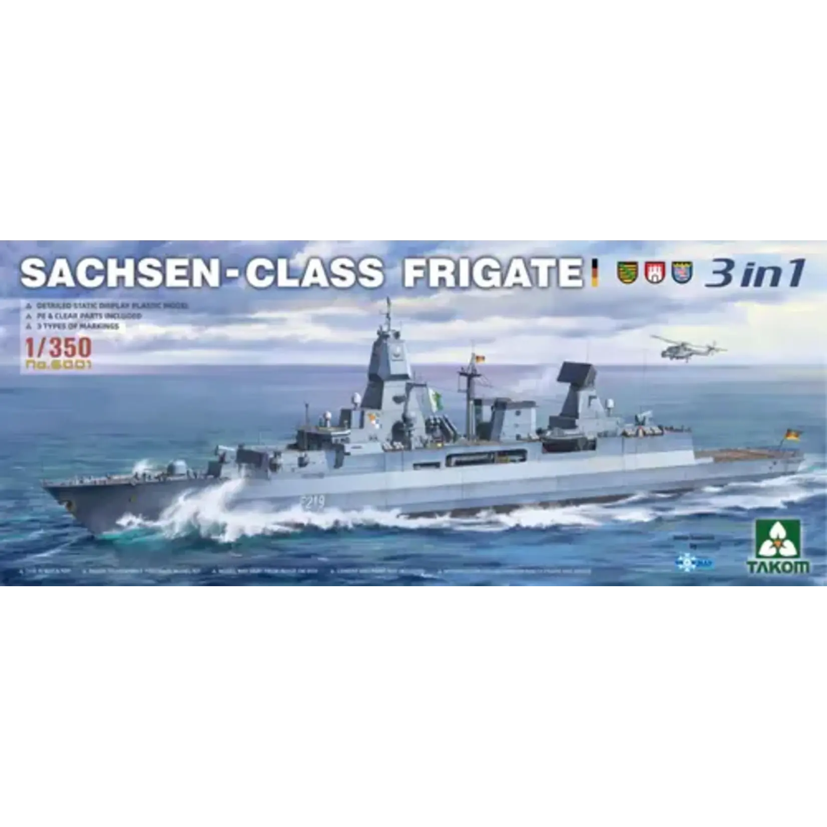 Takom 6001 1/350 Sachsen Class Frigate 3 in 1