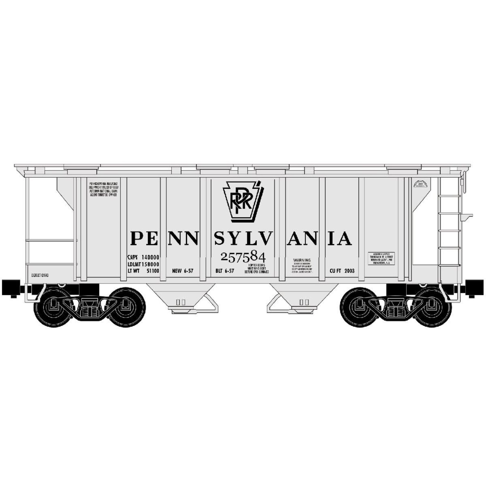 Ready Made Trains 86315 O 2 Bay Covered Hopper PRR