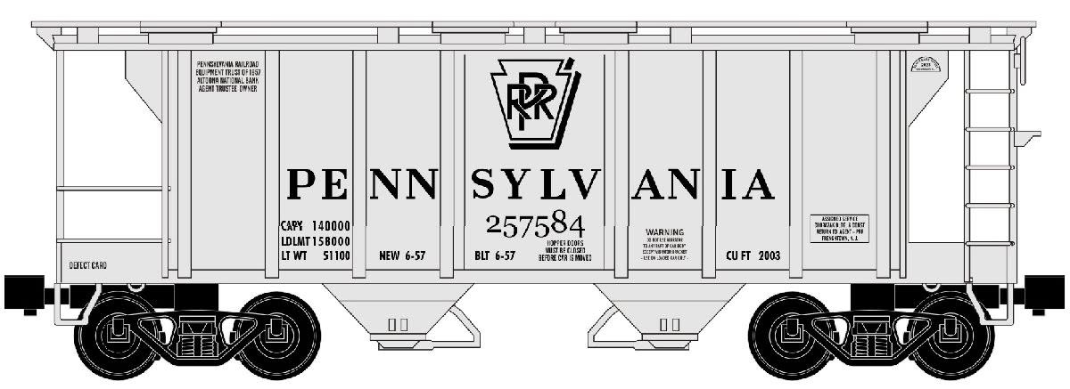 86315 O 2 Bay Covered Hopper PRR