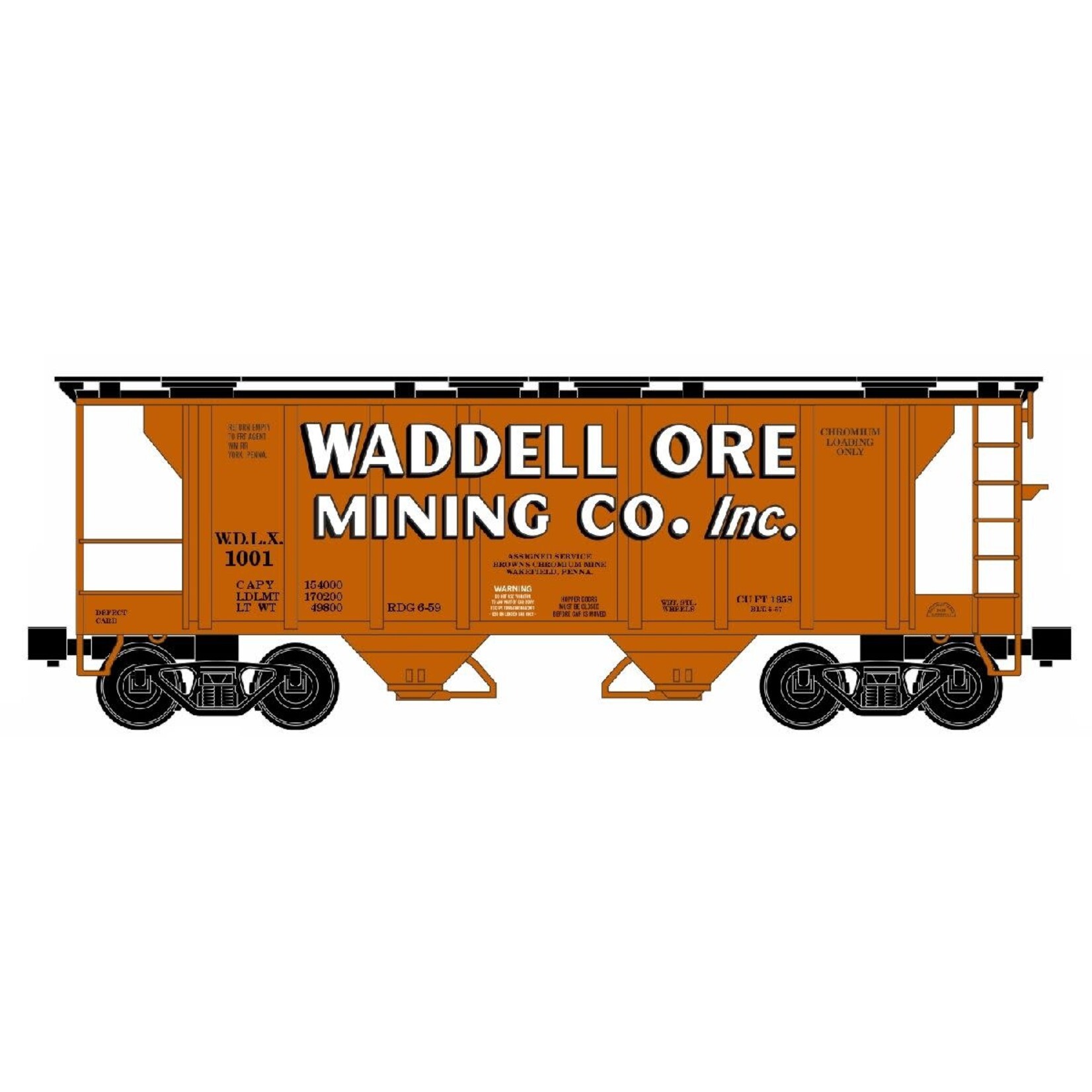 Ready Made Trains 86386 O 2 Bay Covered Hopper Waddell