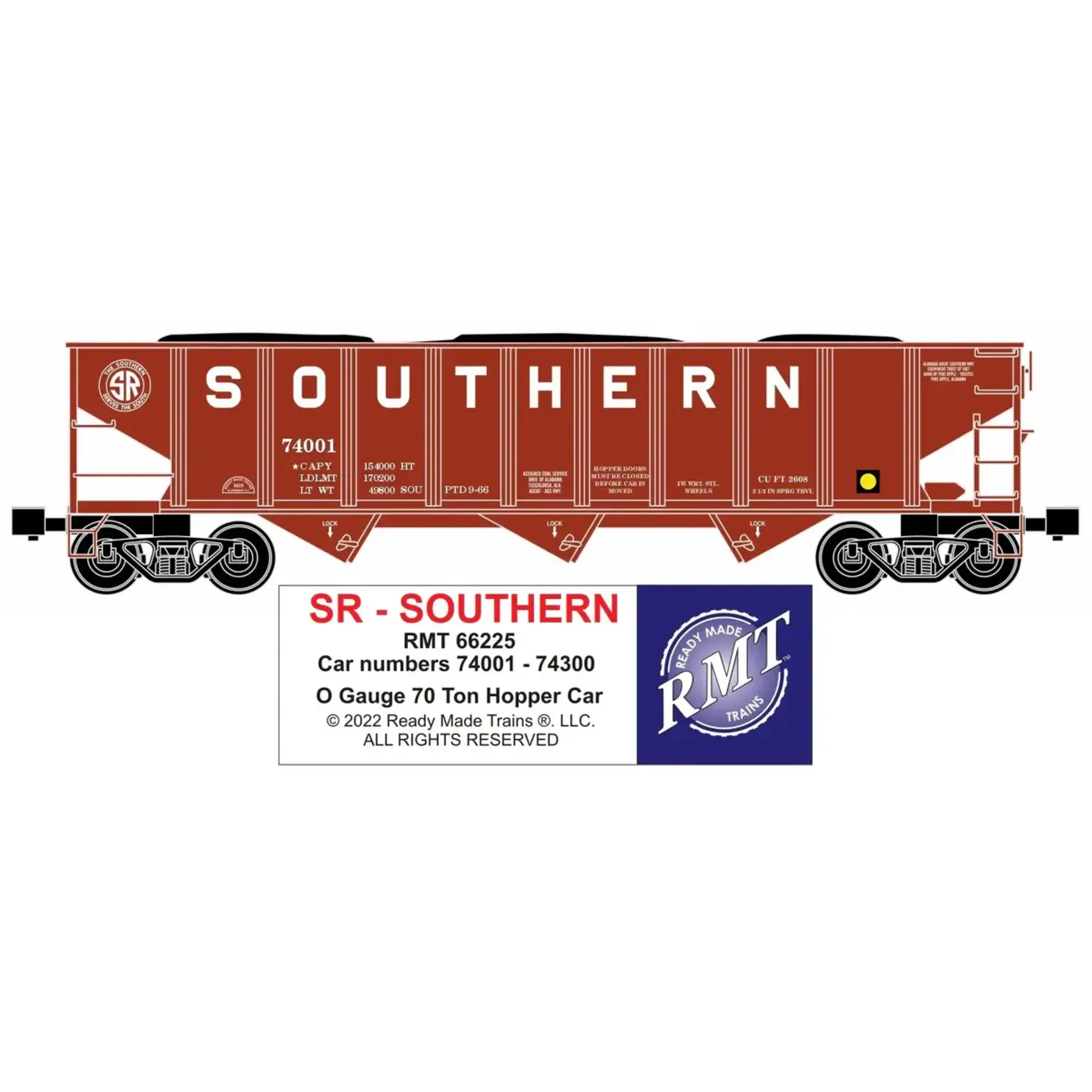 Ready Made Trains 66225 O 3 Bay Hopper SOU