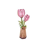 Hands Craft Pink Tulip Wooden Flower Puzzle
