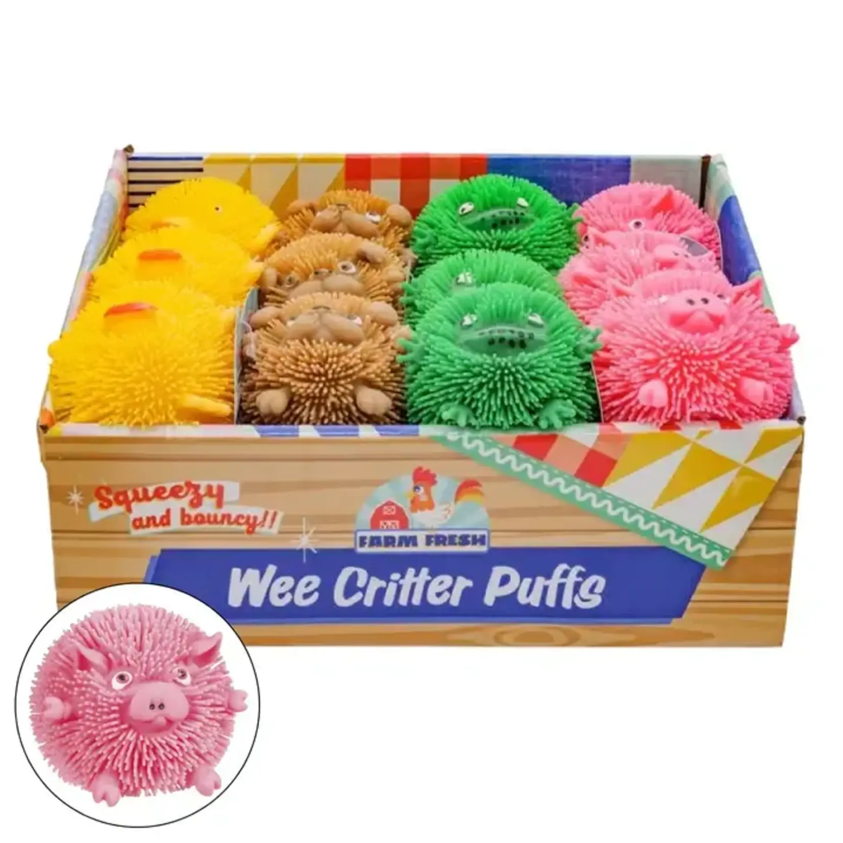 Toysmith Farm Fresh Wee Critter Puffs Fuzzy Squishy 2.5 inch Ball