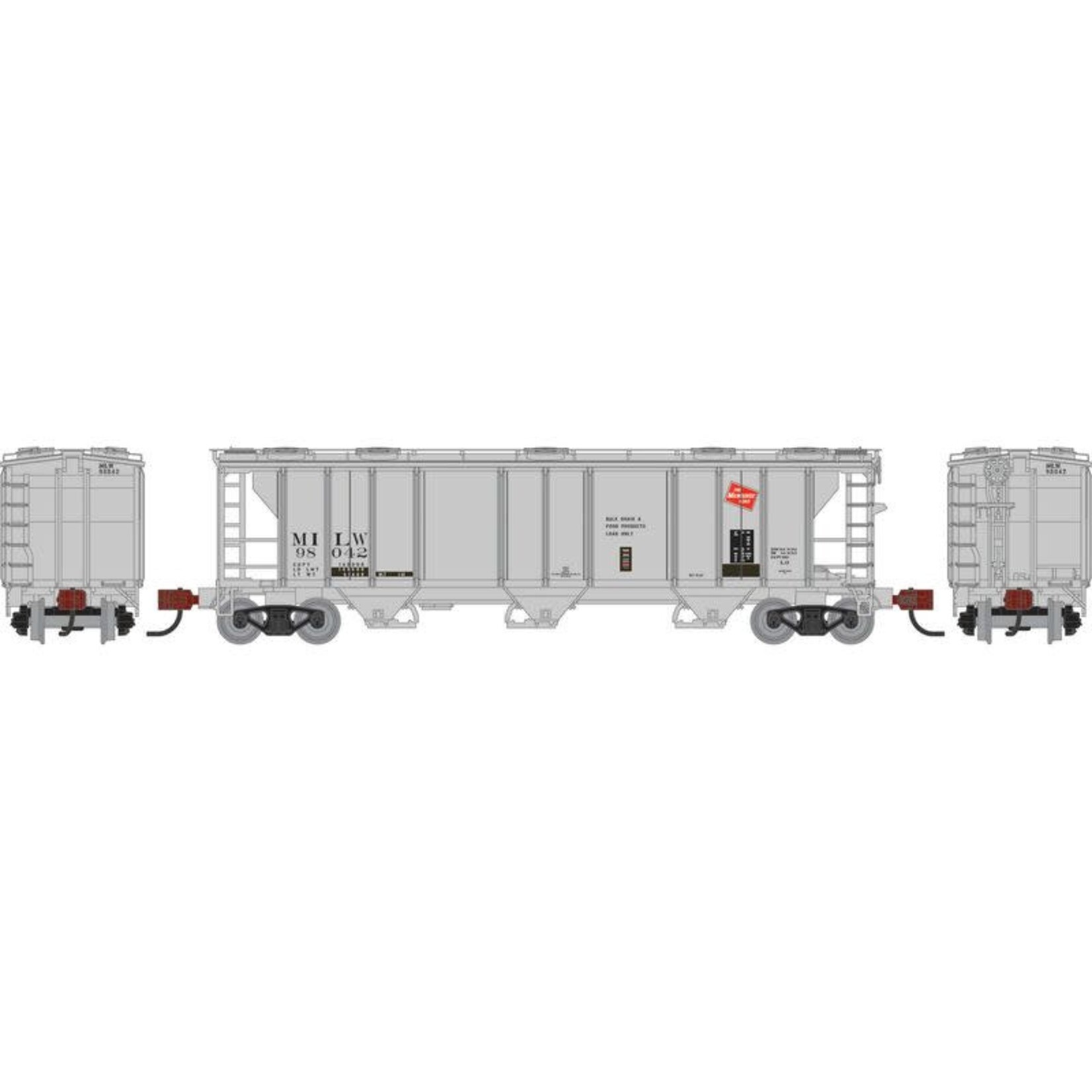 Athearn 1724 N PS-2 2893 3-Bay Covered Hopper MILW Primed For Grime