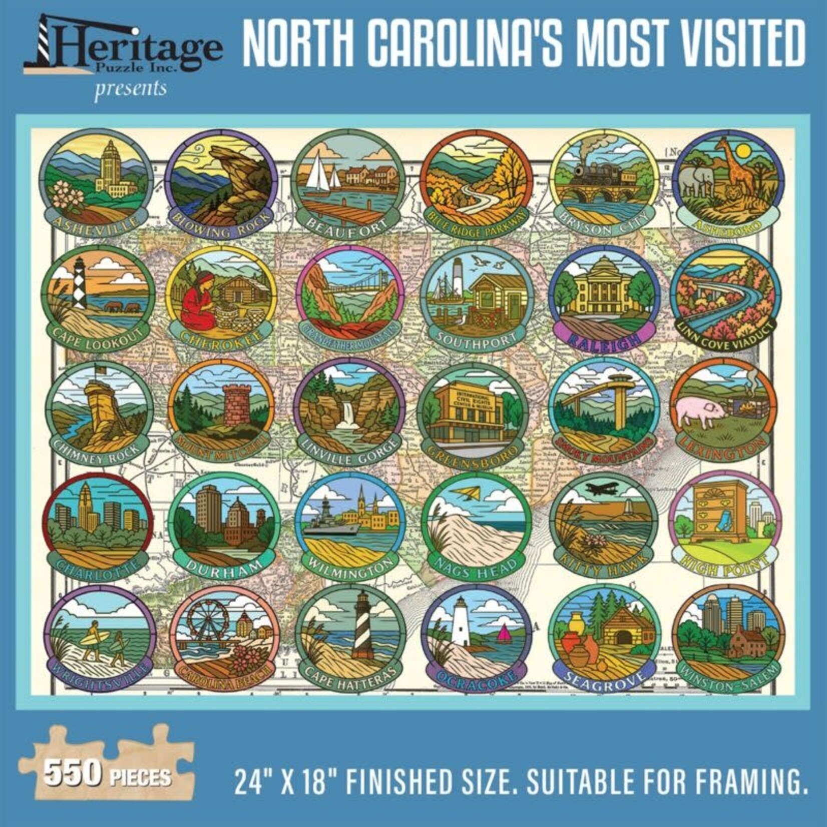 Heritage Puzzle 60204 North Carolina's Most Visited 550 Piece Puzzle