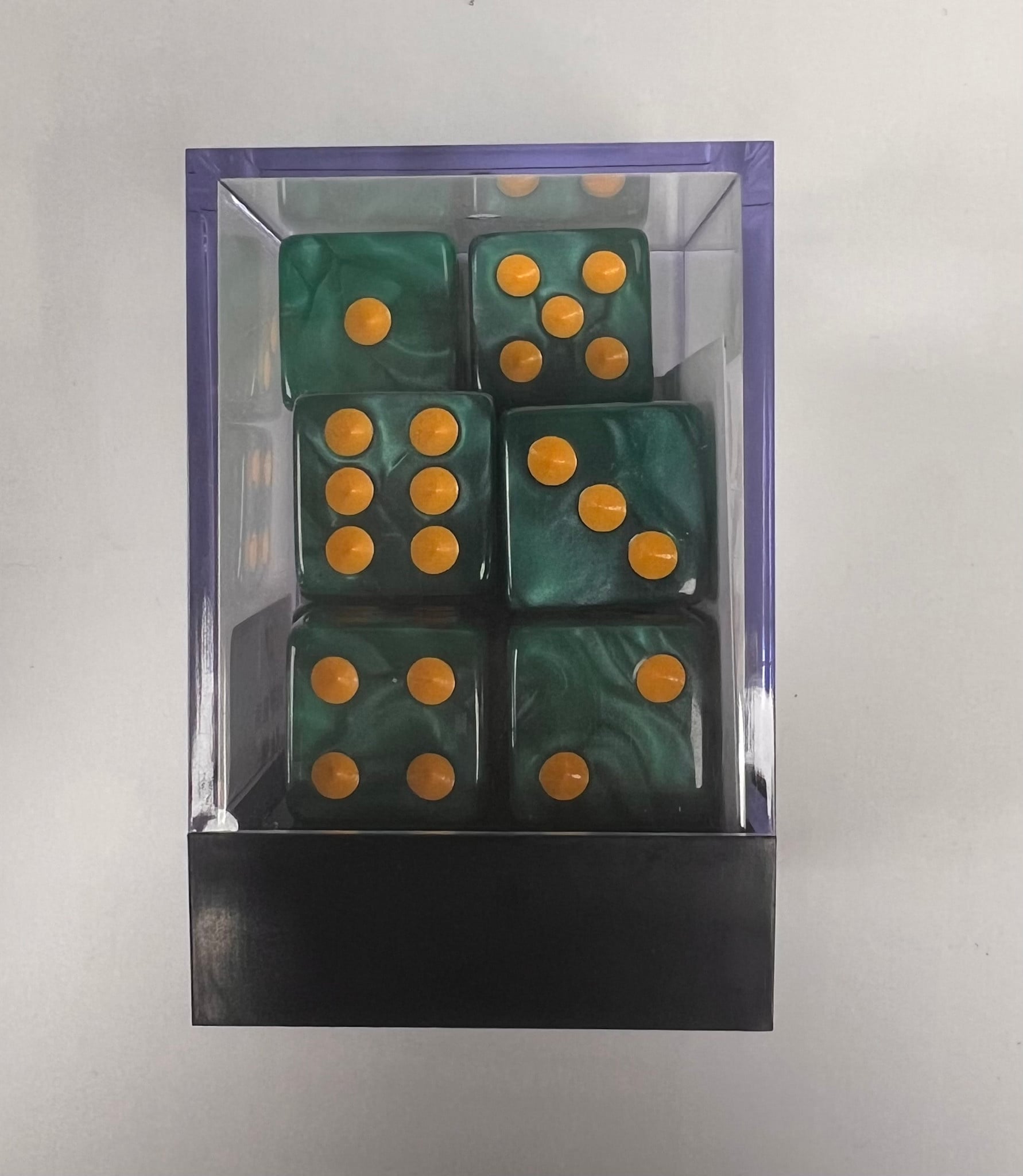 Whimsy Dice 10 Square Acrylic 16mm D6 - Green Pearl