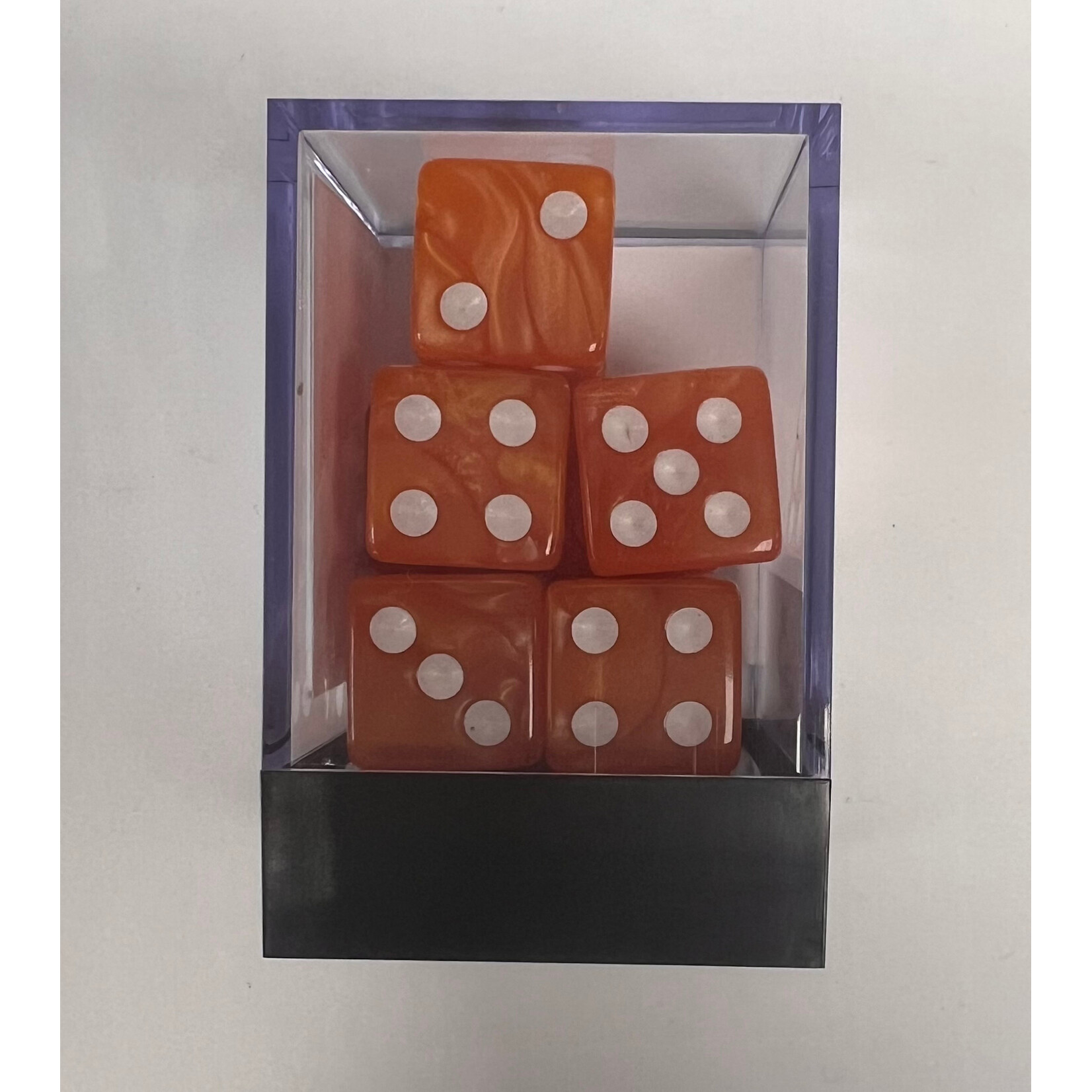 Whimsy Dice 10 Square Acrylic 16mm D6 - Orange Pearl