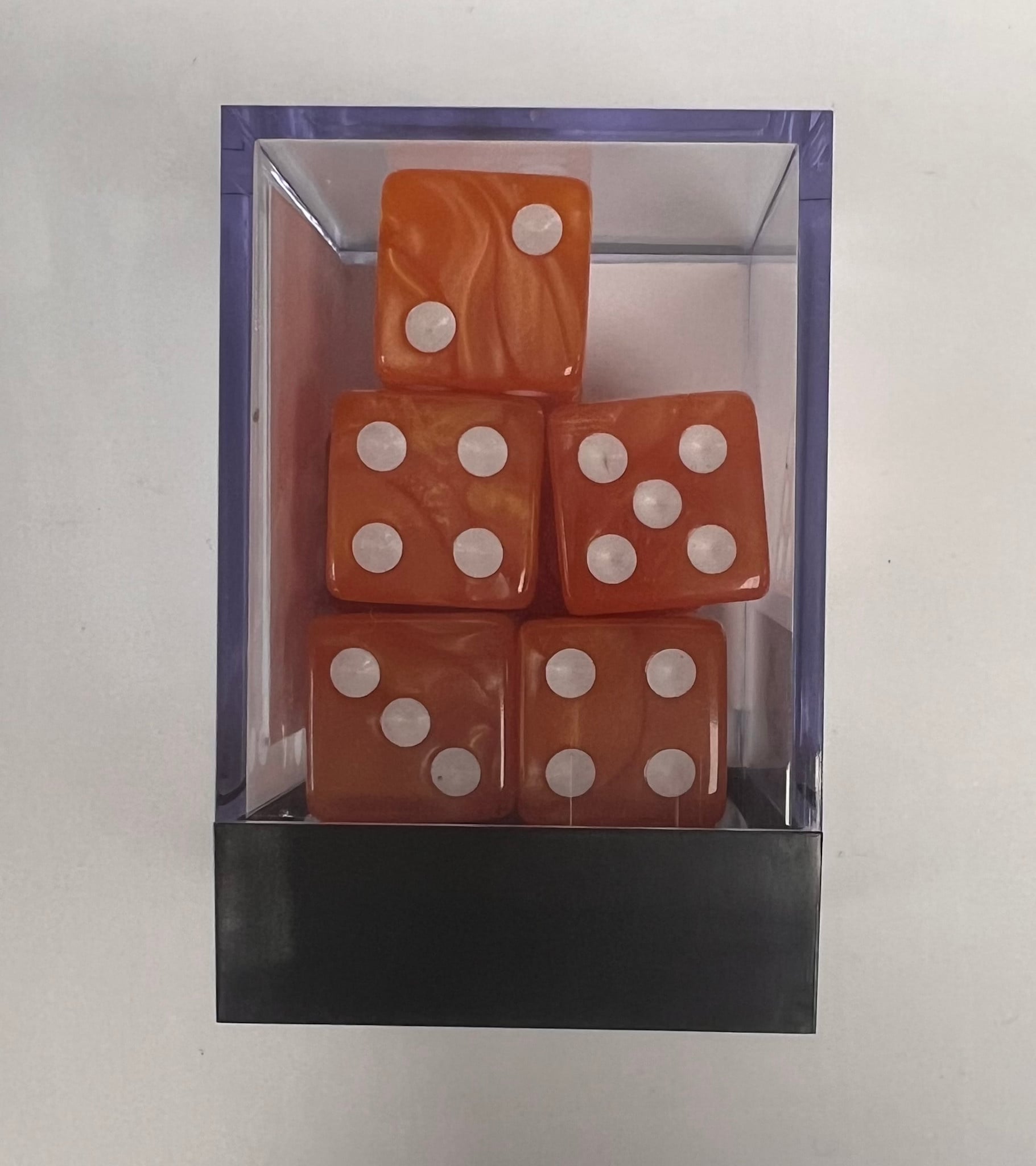 Whimsy Dice 10 Square Acrylic 16mm D6 - Orange Pearl