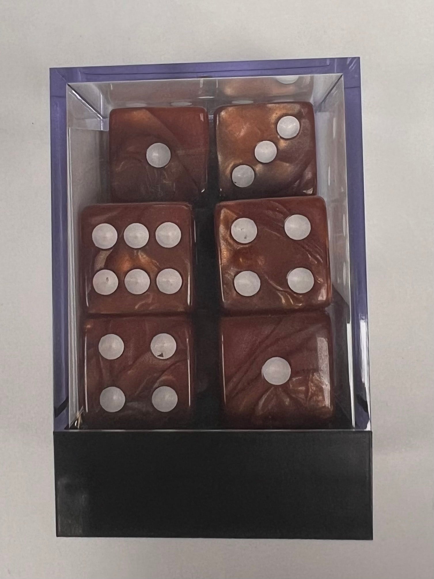 Whimsy Dice 10 Square Acrylic 16mm D6 - Brown Pearl