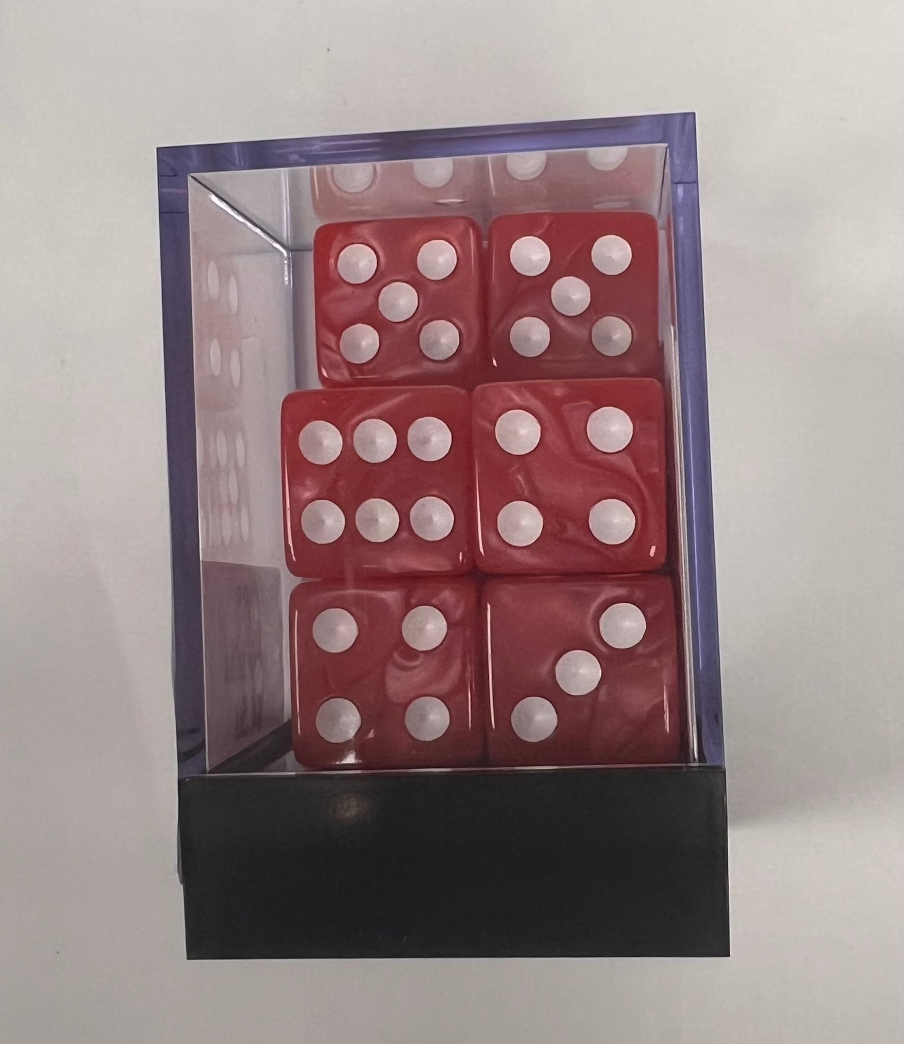 Whimsy Dice 10 Square Acrylic 16mm D6 - Rose Red Pearl