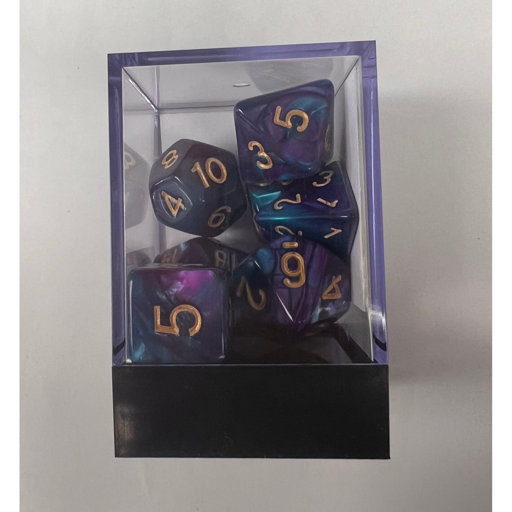 Whimsy Dice 7 Polyhedral Acrylic RPG - Purple & Blue