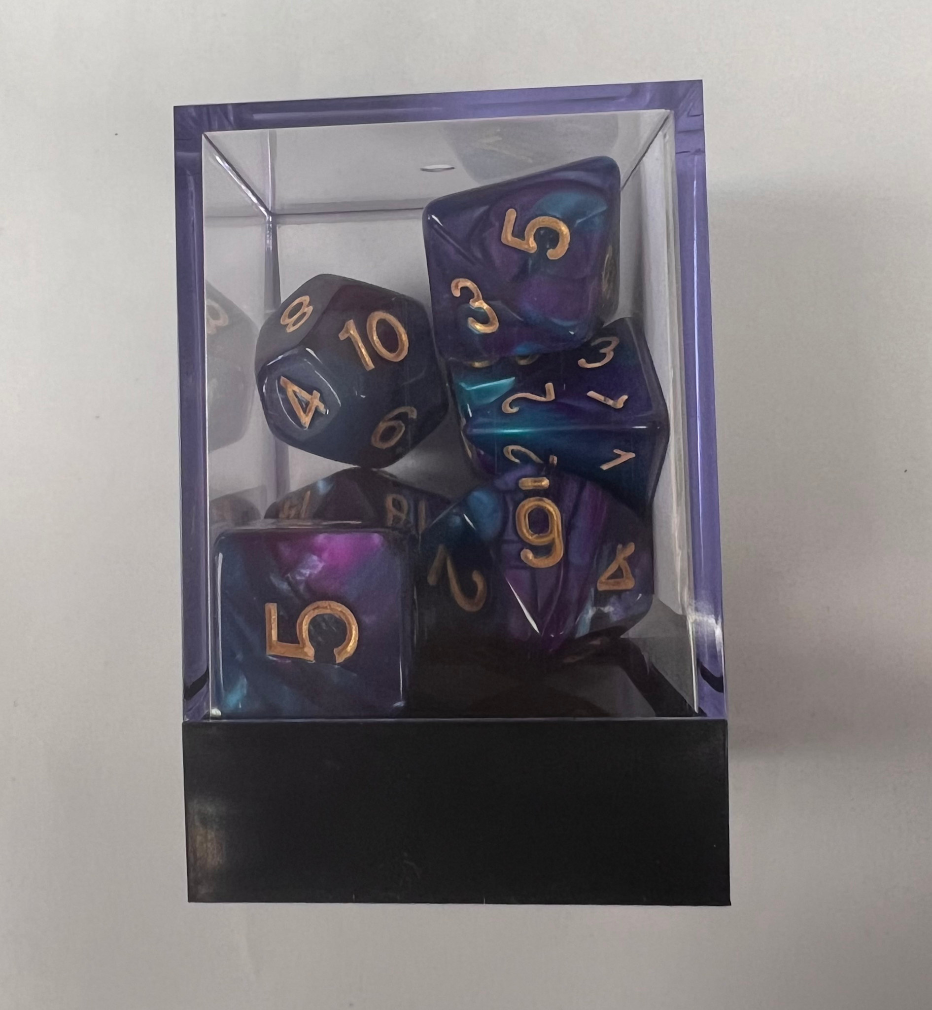 Whimsy Dice 7 Polyhedral Acrylic RPG - Purple & Blue