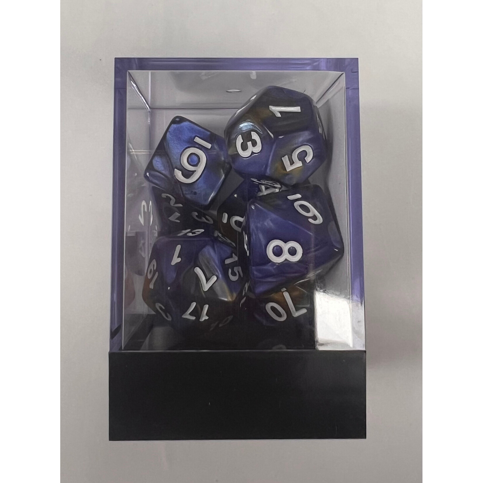 Whimsy Dice 7 Polyhedral Acrylic RPG - Blue & Yellow