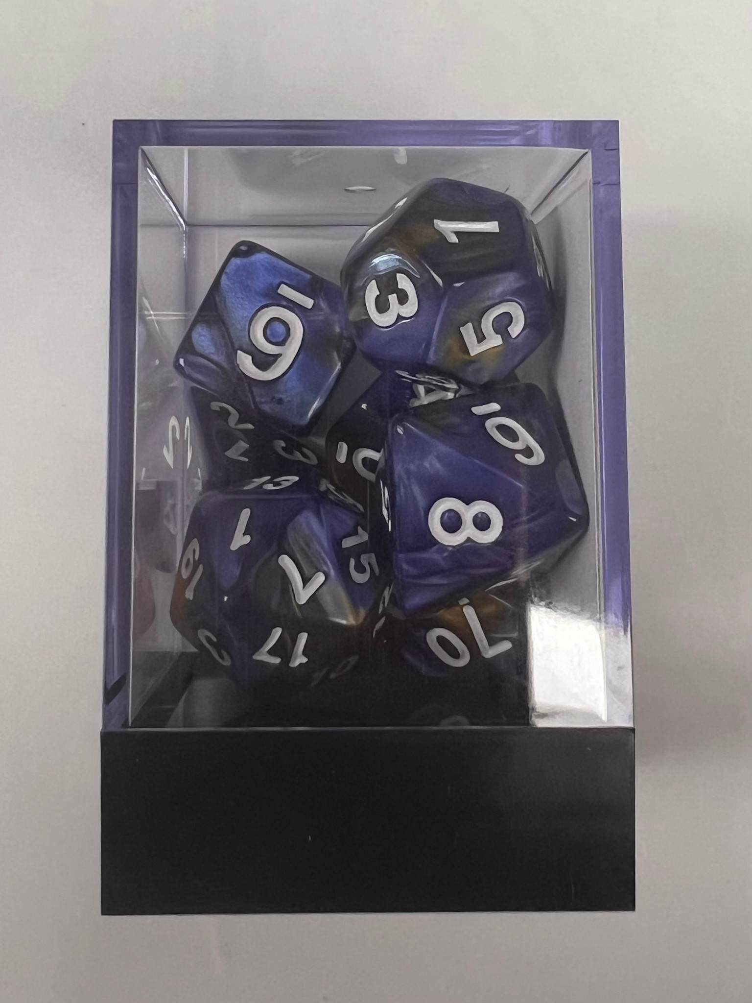 Whimsy Dice 7 Polyhedral Acrylic RPG - Blue & Yellow