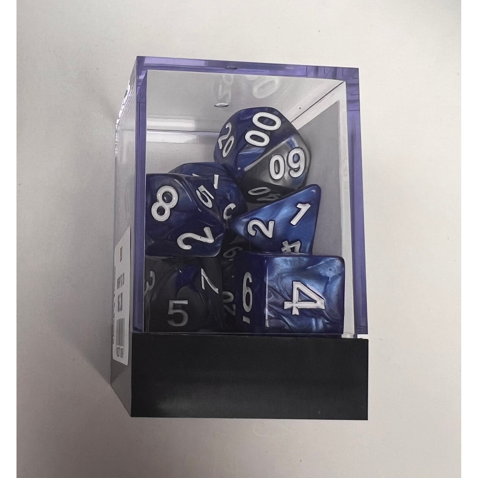 Whimsy Dice 7 Polyhedral Acrylic RPG - Blue & Silver