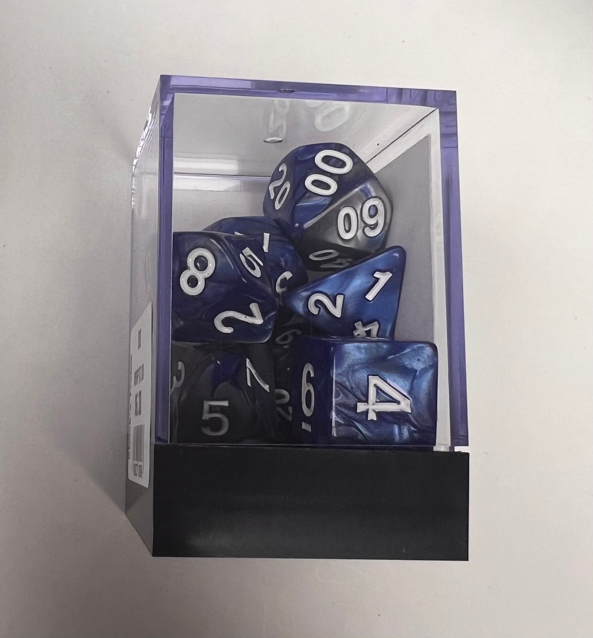 Whimsy Dice 7 Polyhedral Acrylic RPG - Blue & Silver
