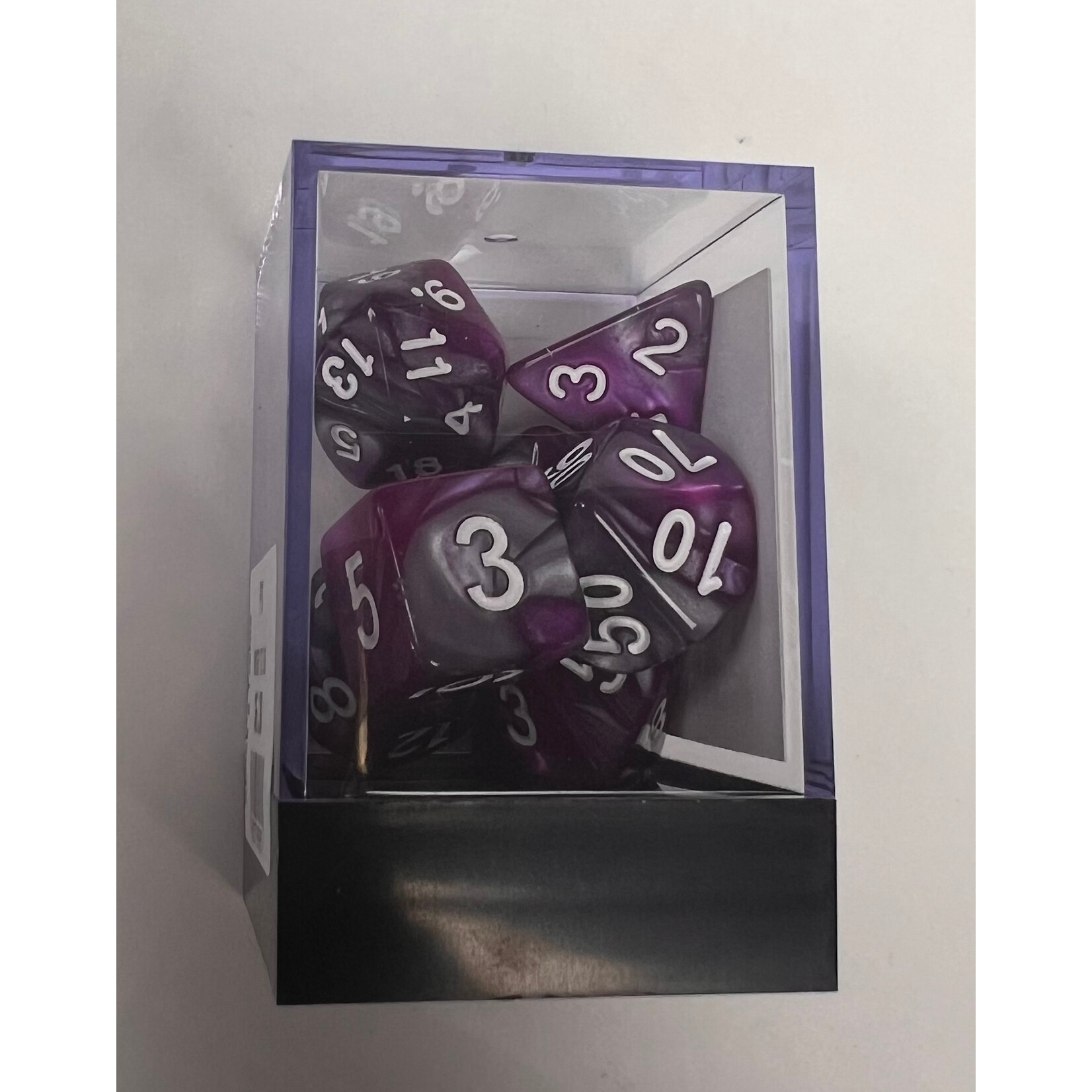 Whimsy Dice 7 Polyhedral Acrylic RPG - Purple & Silver