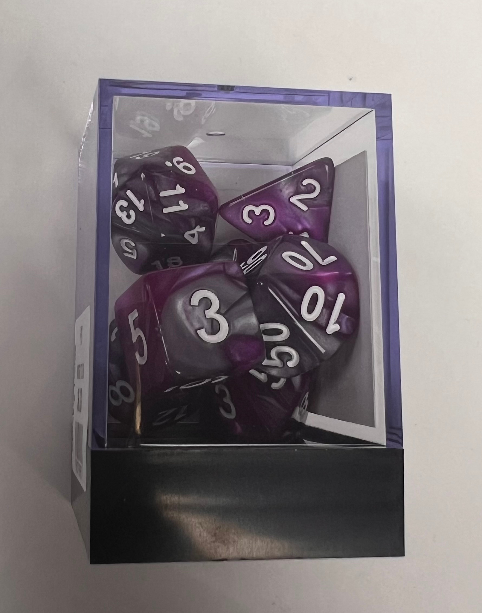 Whimsy Dice 7 Polyhedral Acrylic RPG - Purple & Silver