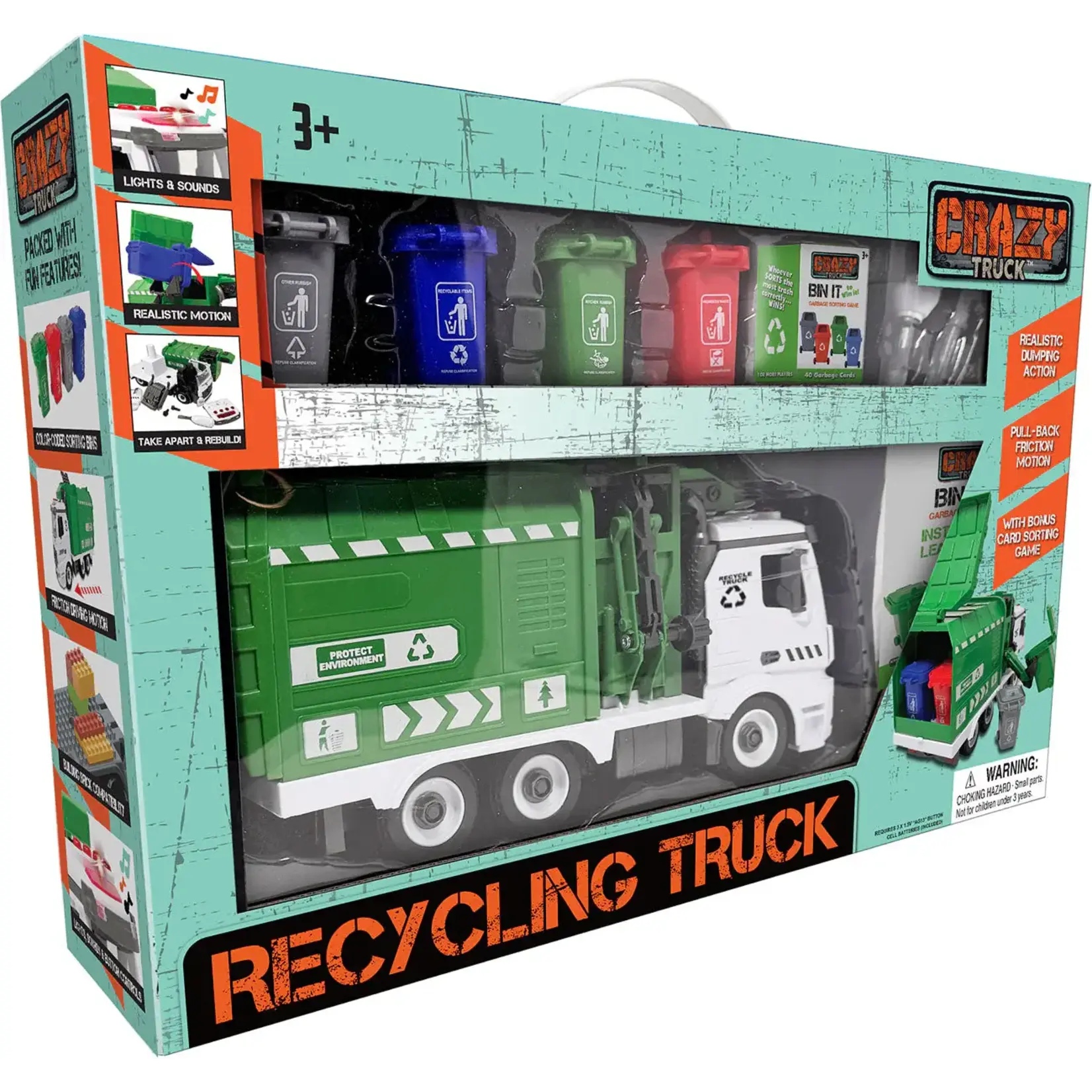 Thin Air Crazy Truck Green Garbage Recycling Truck w/ Lights and Sounds