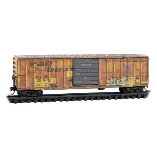 025144011 N 50' Single Door Rib Side Box Car w/o Roofwalk Weathered Railbox 20840