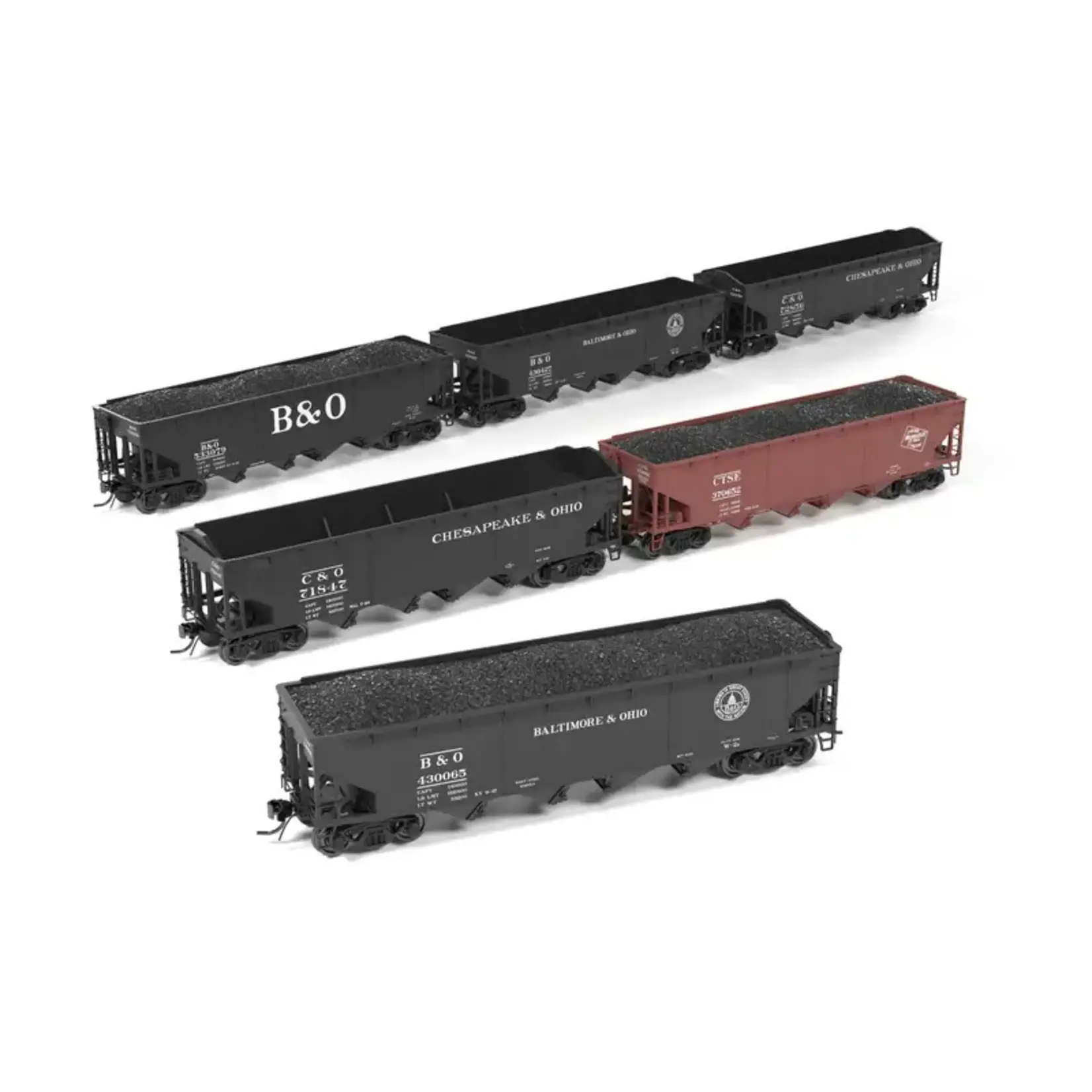 Broadway Limited 10142 HO ARA 70 Ton 4 Bay Hopper Mixed B&O, C&O, MI