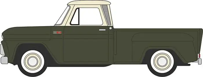 87CP65008 Chevrolet Stepside Pickup 1965 - Dark Green / Ivory