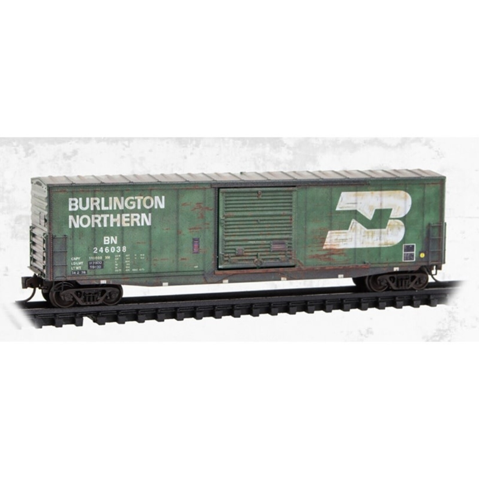 Micro Trains By Atlas 180144480 N 50' Single Door Box Car Weathered Burlington Northern 246038