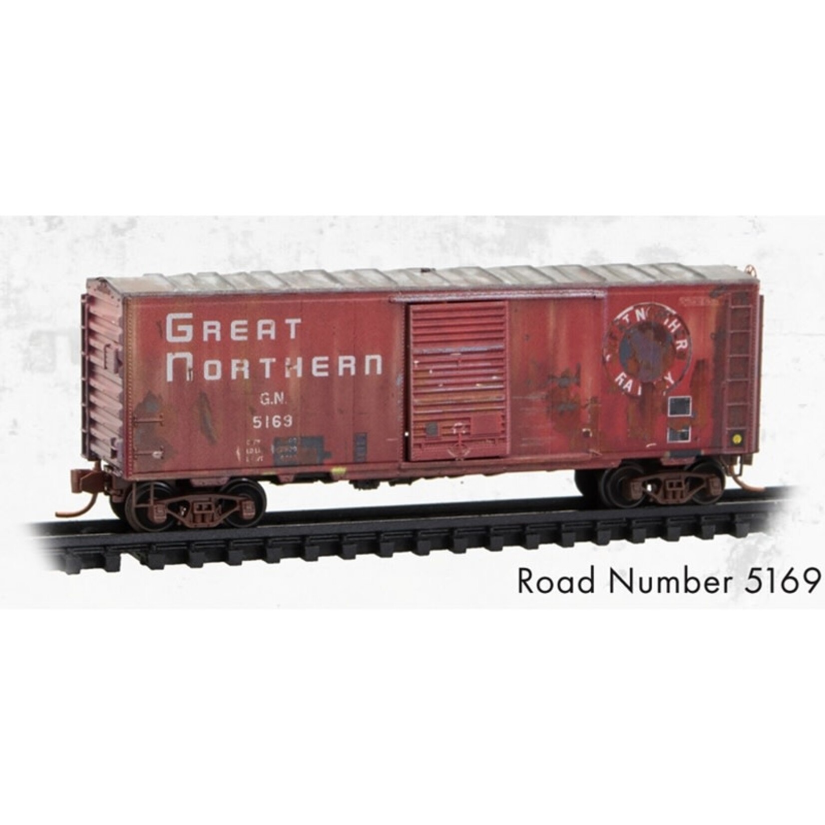 Micro Trains By Atlas 073144360 N 40' Single Door Box Car Weathered GN 5169