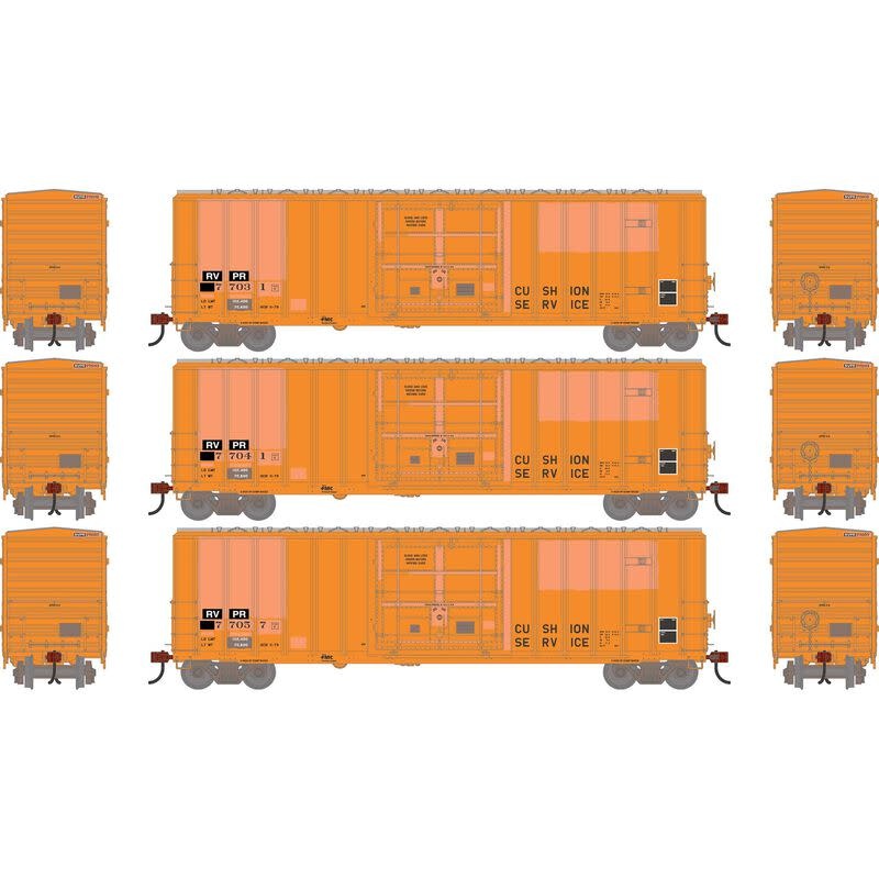2794 HO 50' FMC 5327 12' Plug Door Box Car Primed For Grime RVPR #77031 / 77041 / 77057 3-Pack