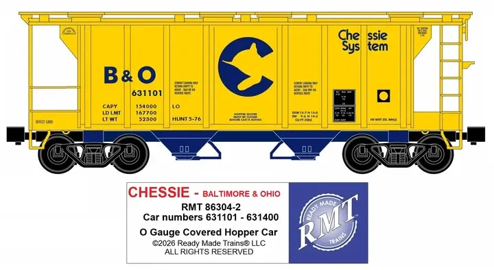 863042 O Covered Hopper Chessie B&O