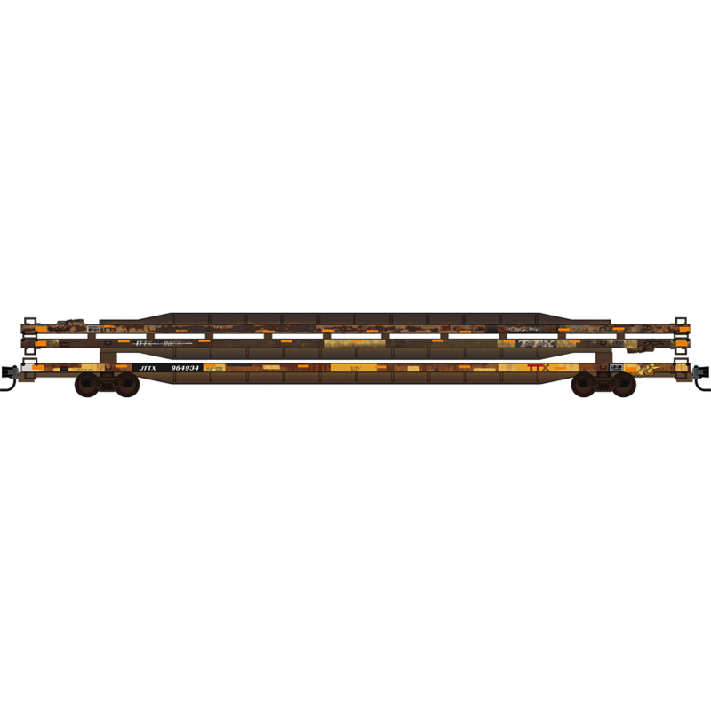 071144891 N 89' TOFC Flat Car TTX Weathered w/ Wrecked Flat Car Load Kit #964934
