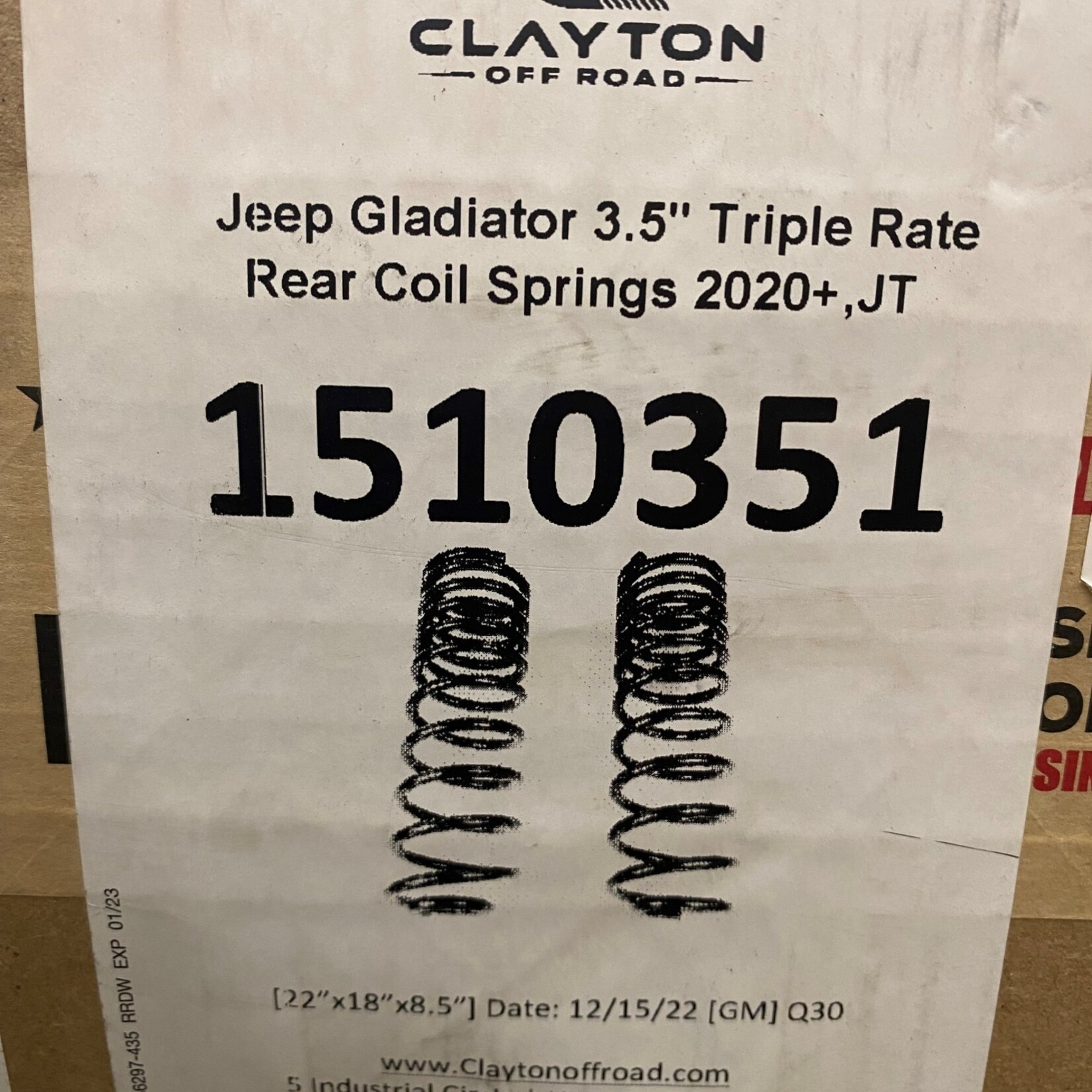 CLAYTON CLAYTON TRIPLE RATE REAR COIL SPRINGS 3.5" 2020+ GLADIATOR JT DIESEL