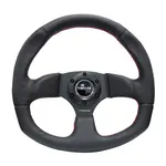 NRG RST-009R-RS Leather Steering wheel W/ Red Stitch "D" Shape