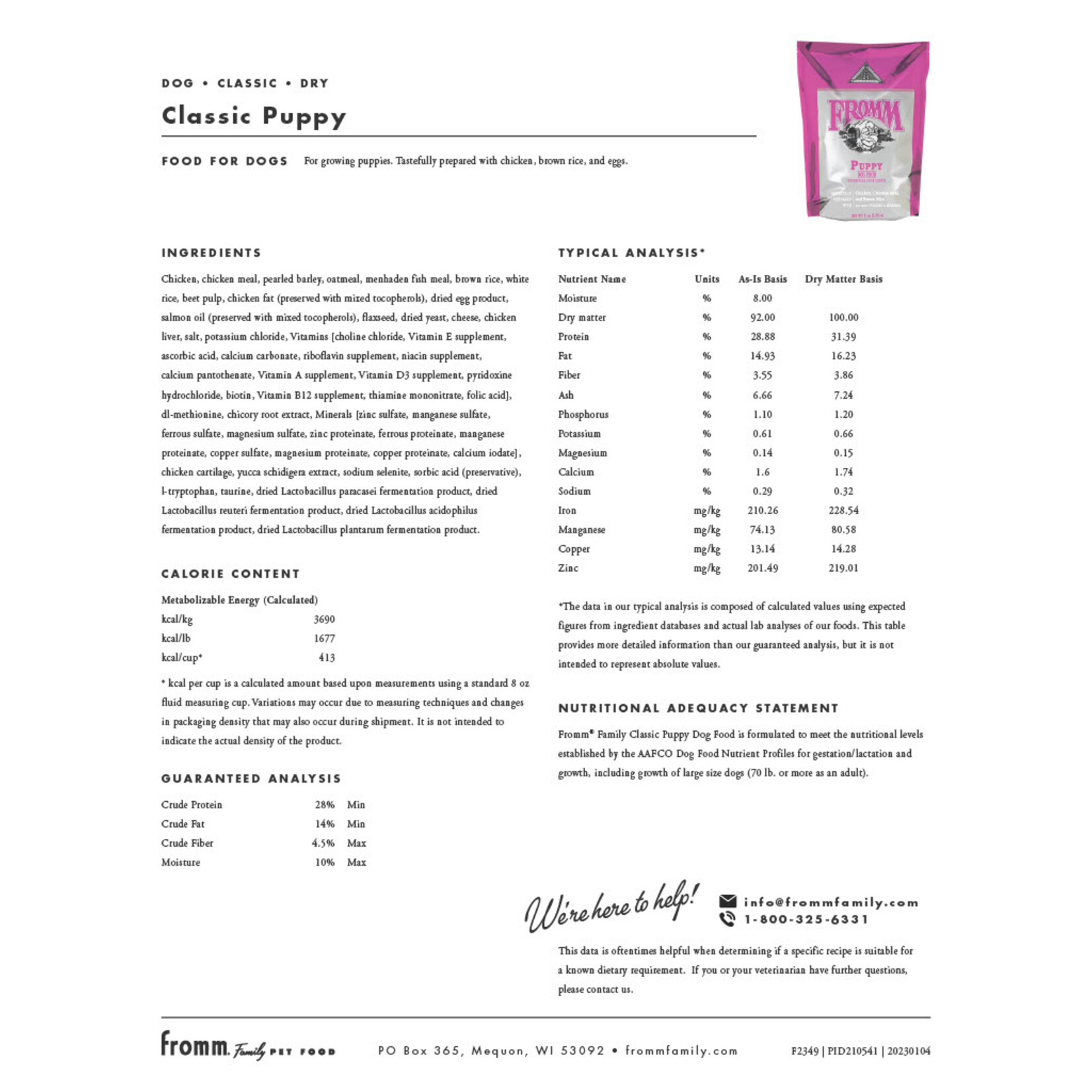 Fromm classic cheap puppy food