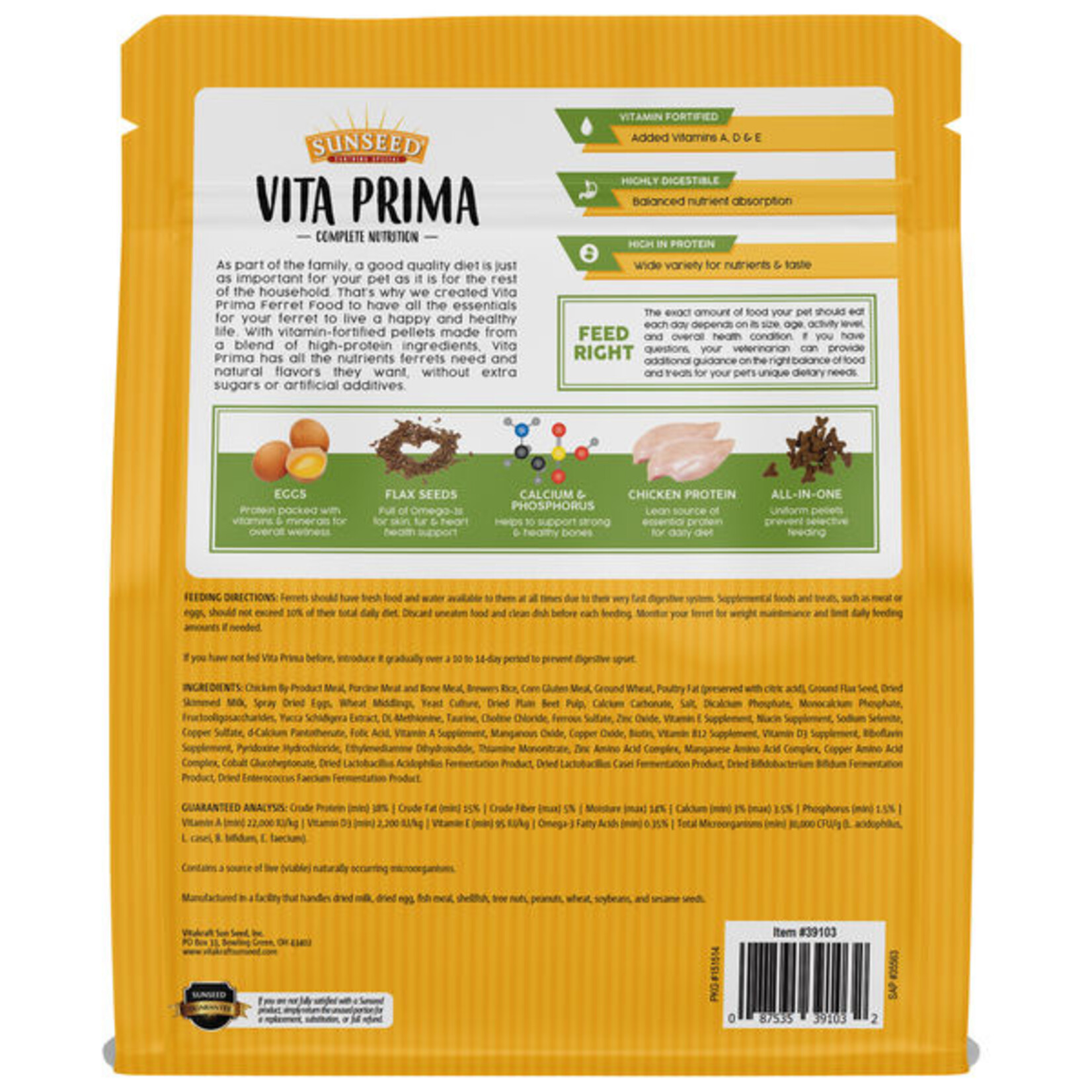 Sunseed Vita Prima Ferret Food, 3lb