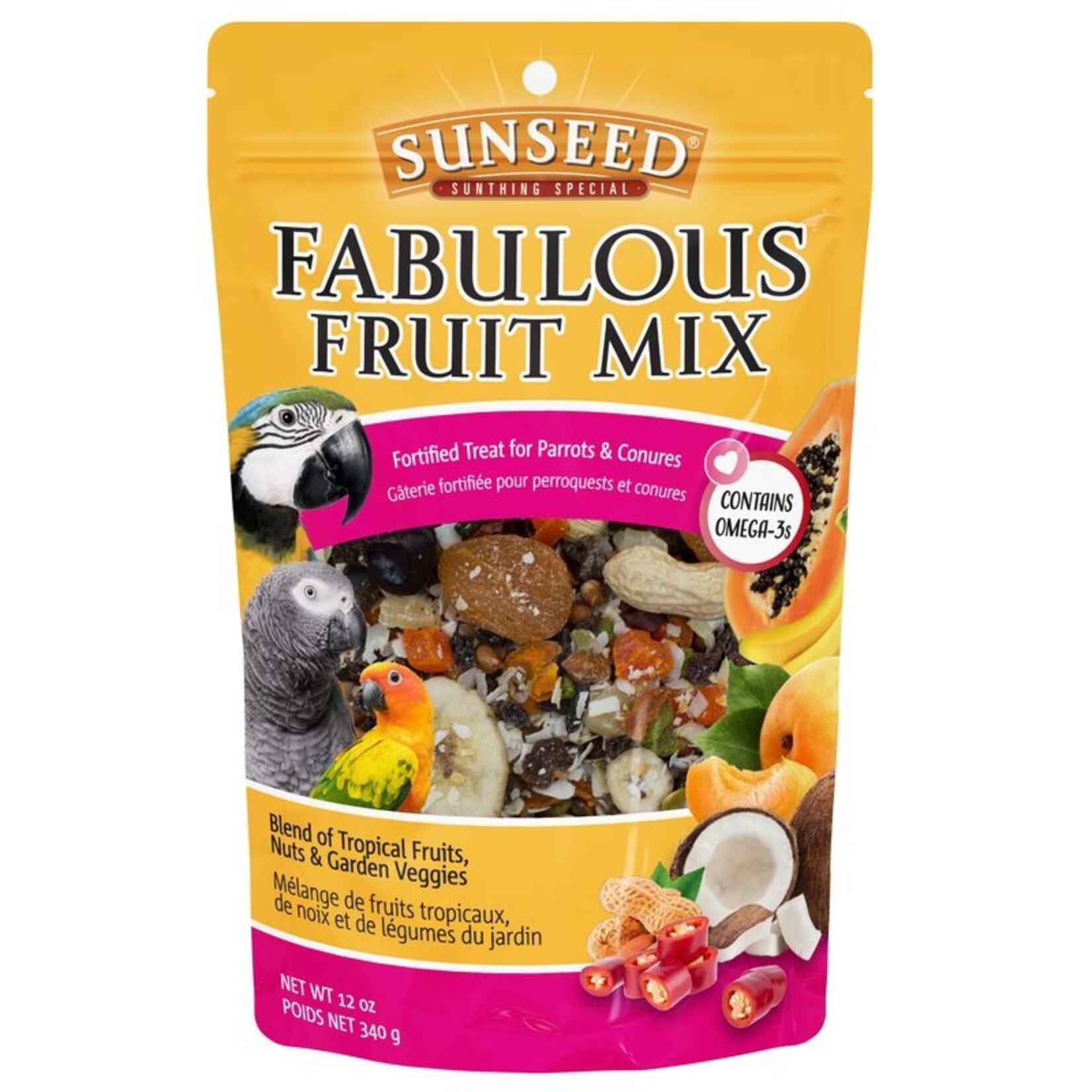 Sunseed Fabulous Fruit Mix Treat for Parrots and Conures, 12oz