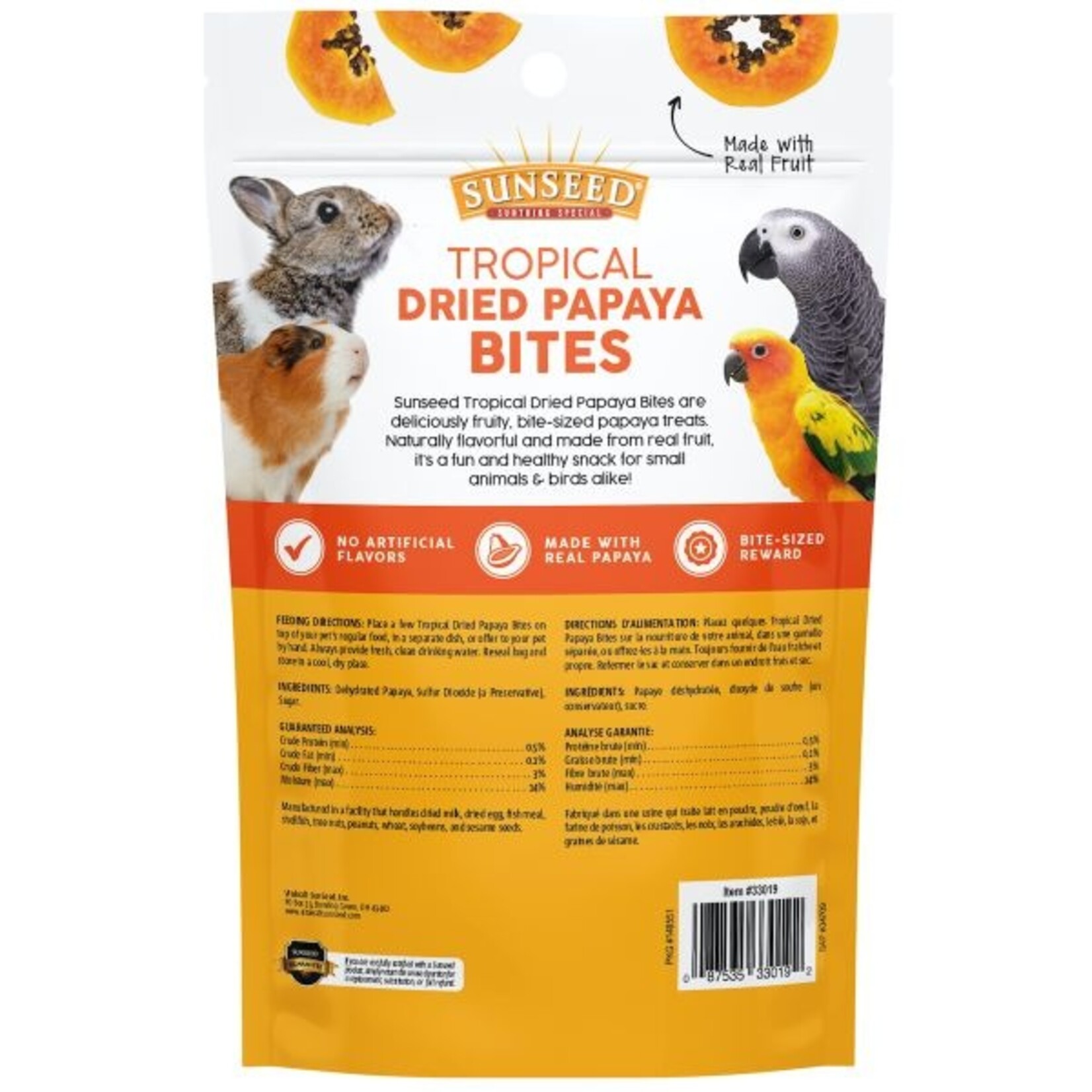 Sunseed Tropical Dried Papaya Bites, 5oz