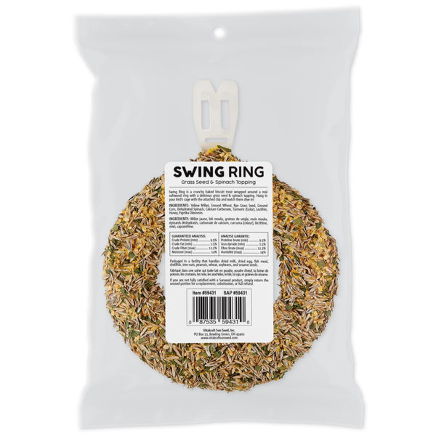 Sunseed Vita Prima Swing Ring Grass Seed & Spinach