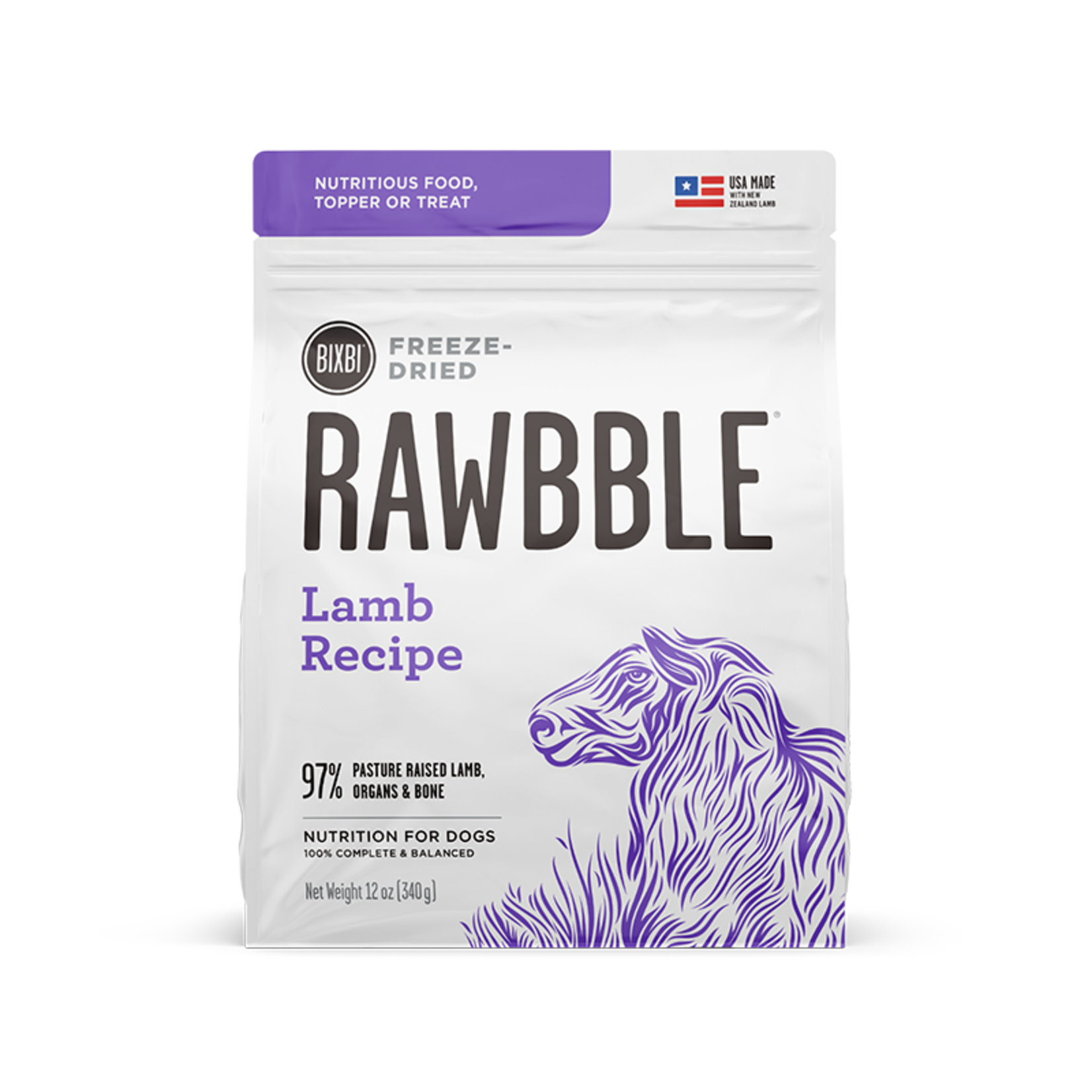 BIXBI Rawbble Lamb Recipe Freeze-Dried Food for Dogs