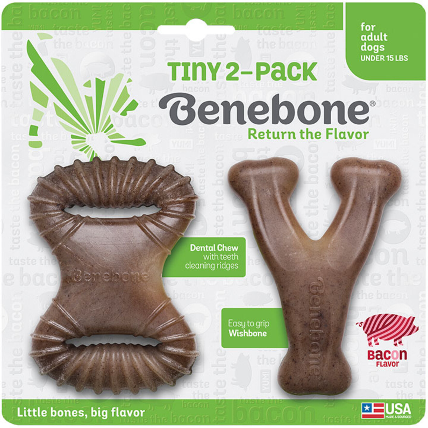 Benebone Tiny 2-Pack Dental & Wishbone Dog Chew Toys