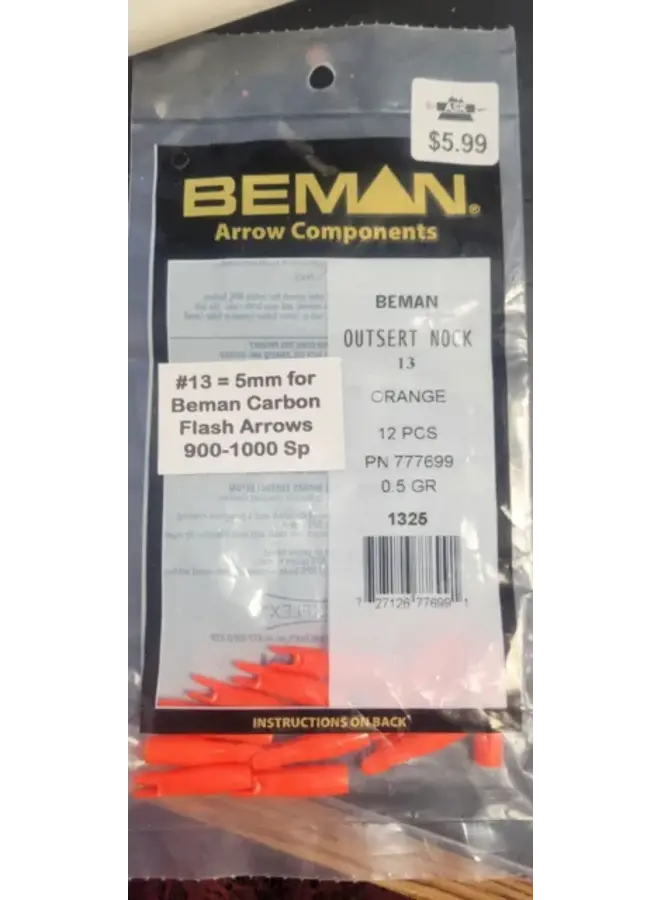 Outsert Nock Orange #13=5mm Beman Carbon Flash Arrow 900-1000 Sp