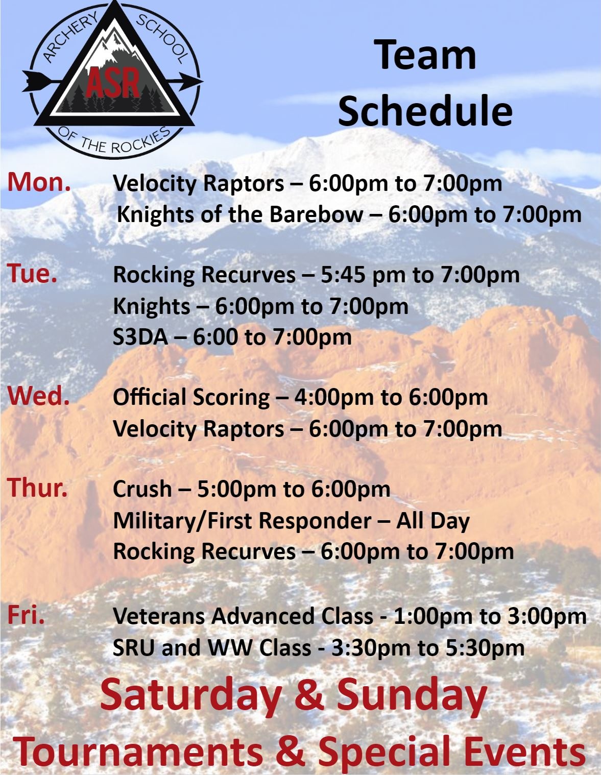 Teams Overview Archery School of The Rockies