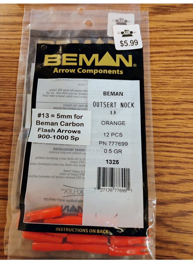 Outsert Nock Orange #13=5mm Beman Carbon Flash Arrow 900-1000 Sp
