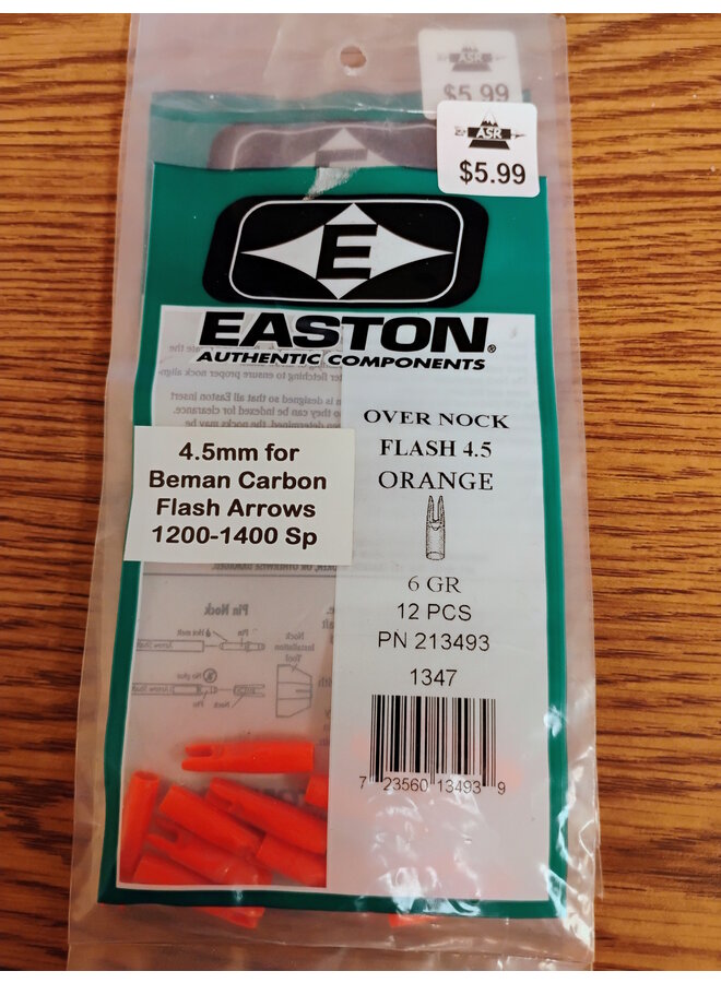 Over Nock for Beman Carbon Flash  4.5mm Orange 1200-1400sp