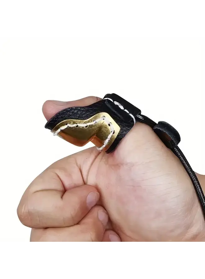 Leather/Brass Thumb Ring Black