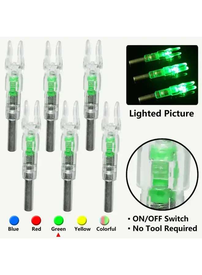 Lighted Nocks "S" or .244"/6.2mm Green 1/2 Doz