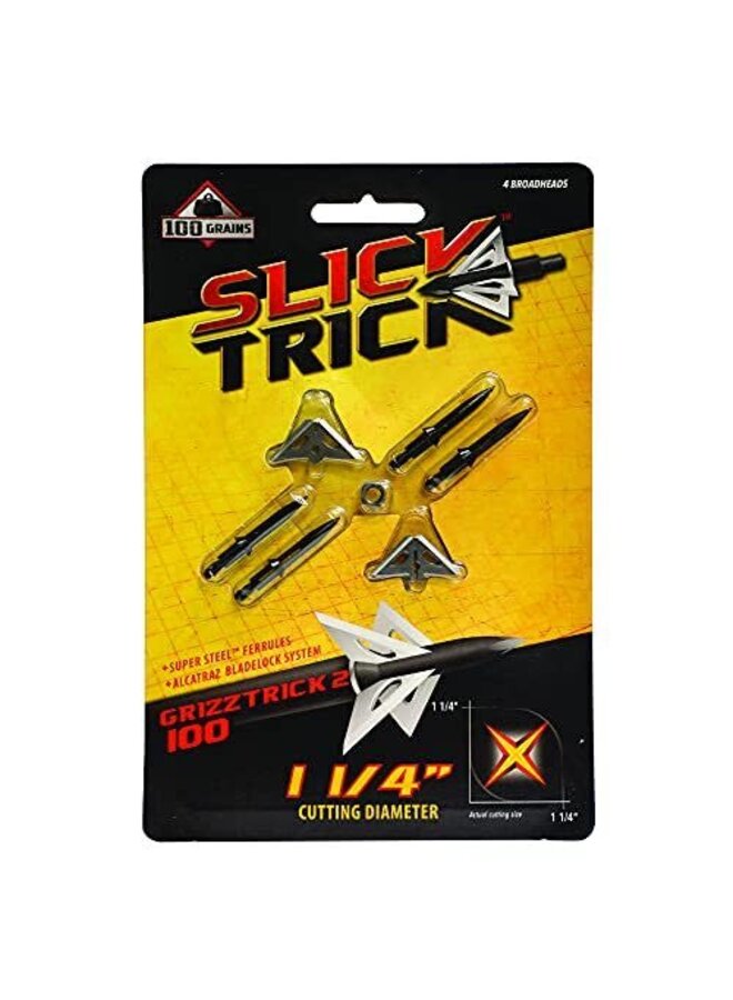 GrizzTrick 2 Broadheads 100 Gr 4 Pk