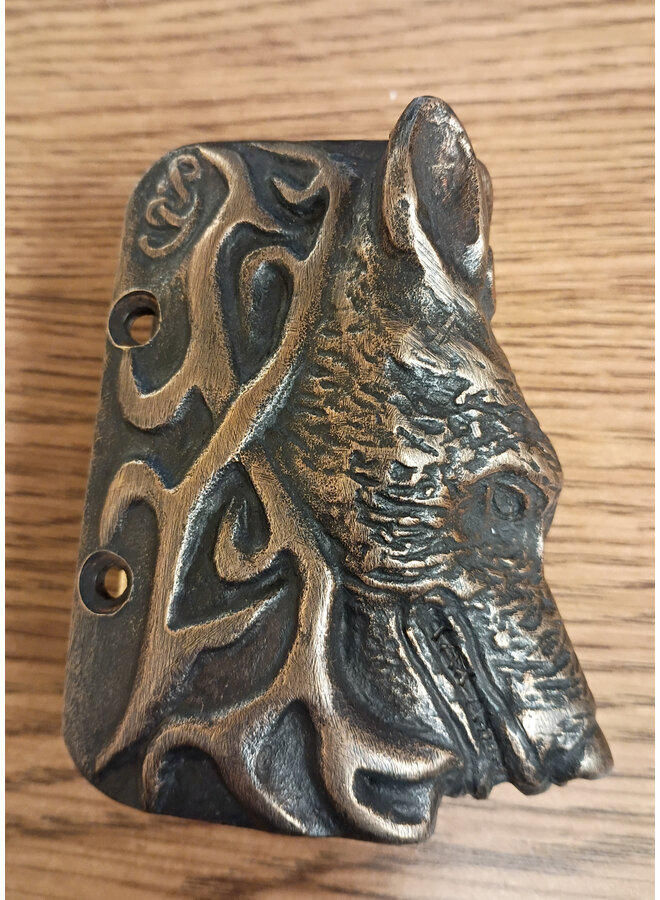 Barebow Riser Weight Wolf Head Bronze