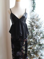 En Saison Black Jett Mixed Media Top